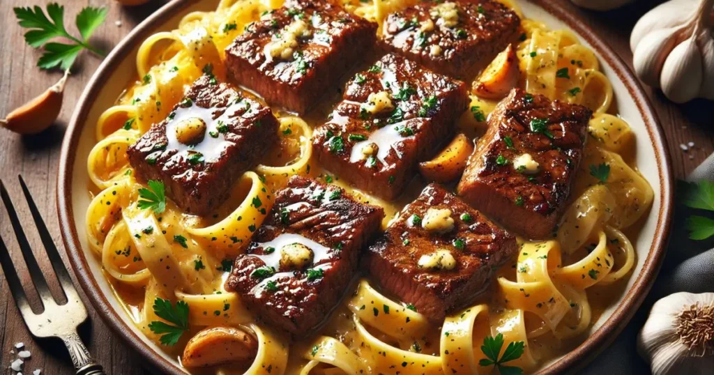 Garlic Butter Steak Pasta